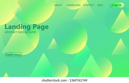 Landing page. Website template. Green abstract background. Web design landing page. Trendy gradient poster. Vector illustration.