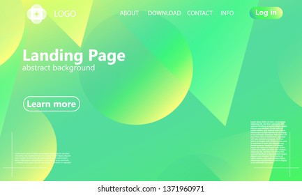 Landing page. Website template. Green abstract background. Web design landing page. Trendy gradient poster. Vector illustration.