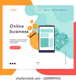 Landing page. Website Template. Online business, work on the Internet. Flat design vector illustration