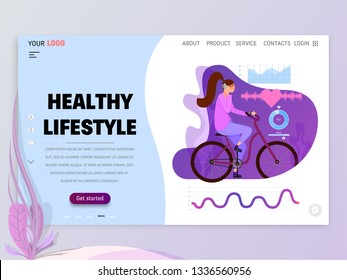 Landing page or website template with scenes of active life in an urban environment. Concept illustration with characters