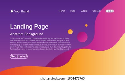 Landing Page Website Template Vektor. Abstrakter Farbverlauf. Design für Website und mobile, Business Interface, Landing-Webseite.