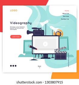 Landing page. Website Template. Videography. Flat design vector illustration