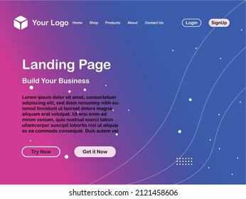 Landing Page Website Vector Template, Responsive UI Design Landing Web Page Illustration business website design