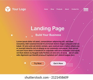 Landing Page Website Vector Template, Responsive UI Design Landing Web Page Illustration business website design