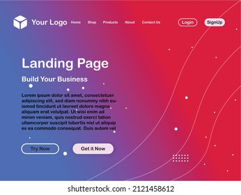 Landing Page Website Vector Template, Responsive UI Design Landing Web Page Illustration business website design