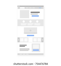 Landing page website wireframe interface template. Vector