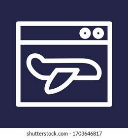 Landing page white colored vector line icon with dark background