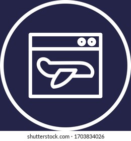 Landing page white colored vector line icon with dark background