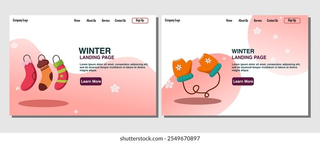 Landing page of winter season illustration