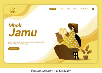 Landing Page, A Woman Selling Traditional Medicines Selling By Being Carried And Sold, Indonesian Culture.