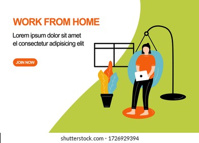 Landing page with women work from home
