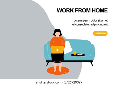 Landing page with women work from home