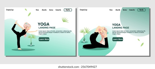 Landing page of yoga illustration vector. Perfect for yoga web, banner, poster
