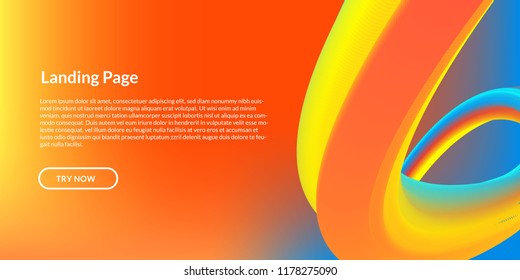 Landing page,3d geometric background,fluid shape illustration