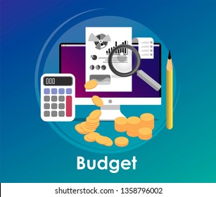 Landing page/Budget planning concept in flat style. Modern design for money Budget, web sites, infographic. Vector illustration