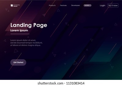 Landing page.Minimal geometric background. Dynamic shapes composition. Eps10 vector.