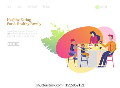 landing pages set with Collection of family hobby activities. Mother, father and children spend time together. Cartoon vector illustration