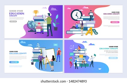 Landing pages template set of education, online education, e-learning. Modern flat design concept. Web page design for website and mobile website. Flat vector illustration.