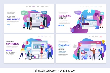 Landing pages template set of partnerships, business meeting, teamwork and brainstorming. Business success concept. Modern flat design concept. Web page design for website and mobile website. 