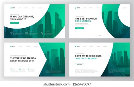 Landing pages templates set for business. Modern web page design concept layout for website. Vector illustration.