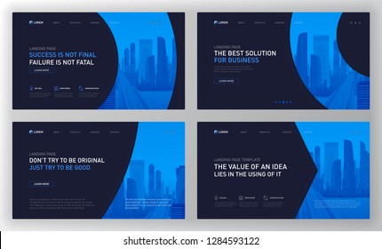 Landing pages templates set for business. Modern web page design concept layout for website. Vector illustration.