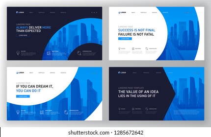 Landing pages templates set for business. Modern web page design concept layout for website. Vector illustration.