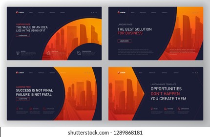 Landing pages templates set for business. Modern web page design concept layout for website. Vector illustration. Brochure cover, banner, slide show.