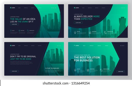 Landing pages templates set for business. Modern web page design concept layout for website. Vector illustration. Brochure cover, banner, slide show.