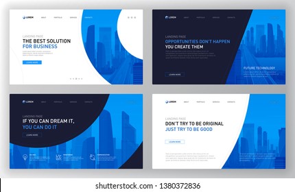 Landing pages templates set for business. Modern web page design concept layout for website. Vector illustration.