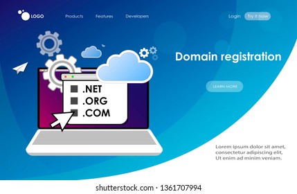 Landing pageVector illustration of registration & domain name concept with "domain registration" web and website hosting icon.