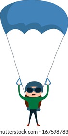 Landing with Parachute, illustration, vector on white background.
