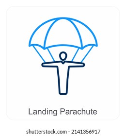 Landing Parachute And Sky Diving Icon Concept