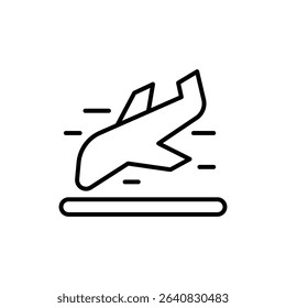 Landing Plane Icon Thin Line Outline Style for Air Travel Arrival and Aviation Services