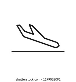 Landing plane outline icon. linear style sign for mobile concept and web design. Arrival airplane simple line vector icon. Symbol, logo illustration. Pixel perfect vector graphics