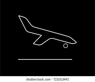 landing plane thin line icon