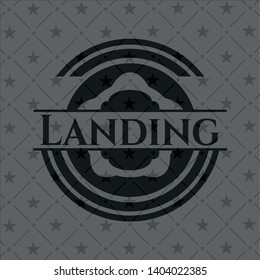 Landing realistic black emblem. Vector Illustration. Detailed.