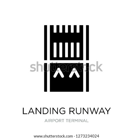 landing runway icon vector on white background, landing runway trendy filled icons from Airport terminal collection, landing runway simple element illustration