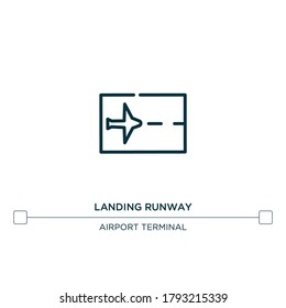 landing runway vector line icon. Simple element illustration. landing runway outline icon from airport terminal concept. Can be used for web and mobile
