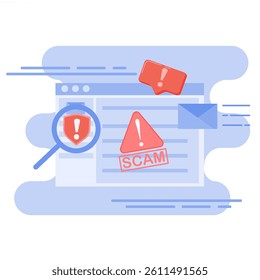landing screen, there is a fraud attempt. can be used for websites, mobile apps, and banners. Illustration in flat style.
