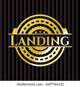 Landing shiny badge. Vector Illustration. Detailed.