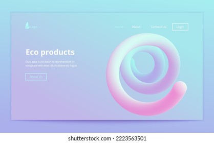 Landing site page template. Header for website. Liquid flow glow, lava lamp geometric background for banner, card, UI design or wallpaper. Gradient mesh wave drop shape. Fluid colorful 3d tubes.