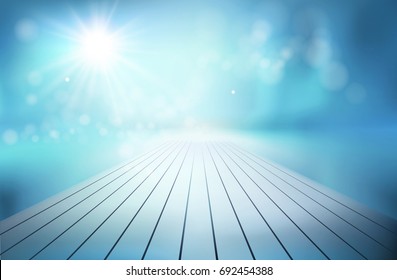 Landing stage on the beach. Vector illustration.