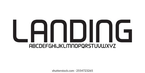 Landing, Typography technology electronic future creative font. Alphabet designs fonts set a to z. Rounded fonts typeface.
