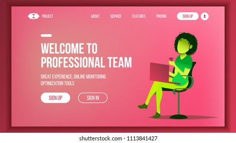 Landing Web Page Design Vector. Website Business Concept. Shopping Online Web Design And Development. Future Gadget. Global Investment. Global Monitoring. Illustration
