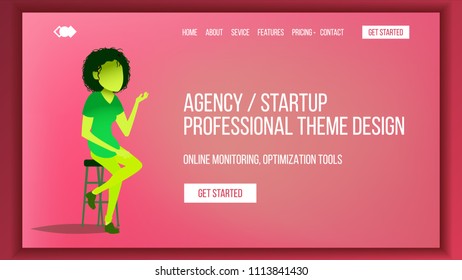 Landing Web Page Design Vector. Website Business Style. Front End Site Scheme. Innovation Cyberspace. Responsive Blank. Benefits Scheme. Illustration
