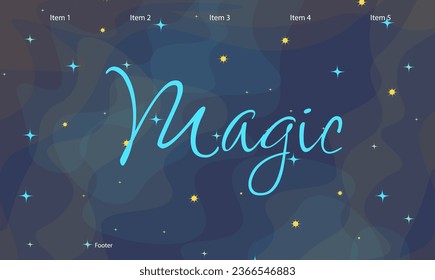 Landing Web Page Magic Stars Fog Night Sky Vector Horoscope Lunar Astrology Mystical Abstract Background