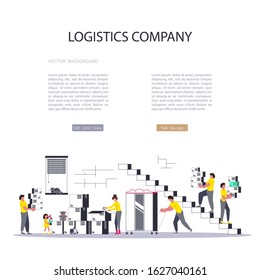 Landing web page template with Delivery and carrier service. ouriers deliver purchases to customers from online stores. Flat Art Vector Illustration