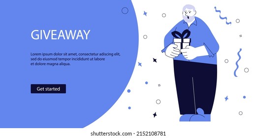 Landing webpage template of advertising of giving present 