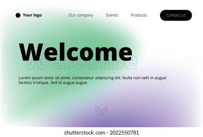 Landing Welcome  Page Template  with gradient. Good for business, shops and portfolio 