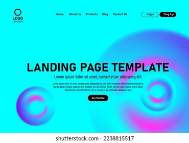 plantilla de página de destino con tecnología de forma de esfera fondo de tema científico para la interfaz de usuario del sitio web , Informes anuales, volante, afiche, portada de uso amigable vectorEPS.